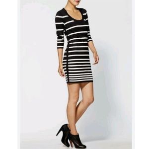 Rag & Bone Knit Striped Black & White Bodycon Mini Dress Size Small